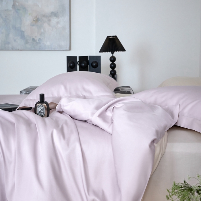 91家纺网 家纺一手货源 找家纺 金奇达2025新款【可芙】-轻氧水光天丝棉四件套（标准号全网控价（折后券后）不低于238元） 可芙-紫+杏