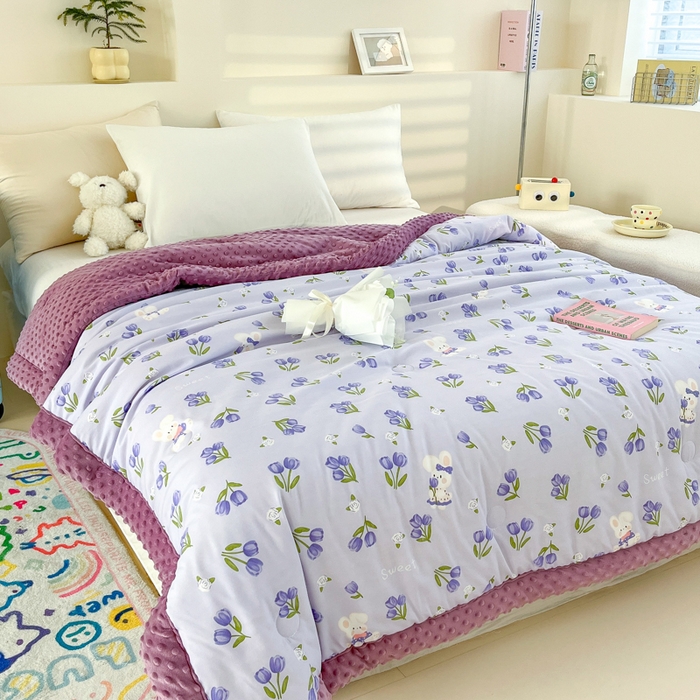 91家纺网 家纺一手货源 找家纺 爱宝被业 2025新款豆豆夏被 郁金香兔