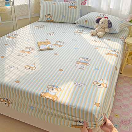 棉生活家纺 2025新款ins全棉小清新系列单品床笠 派对小狗