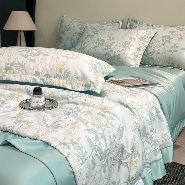 91家纺网 家纺一手货源 找家纺 佳品居 2025新款直播水洗天丝夏被冰丝夏凉被空调被四件套 赛林