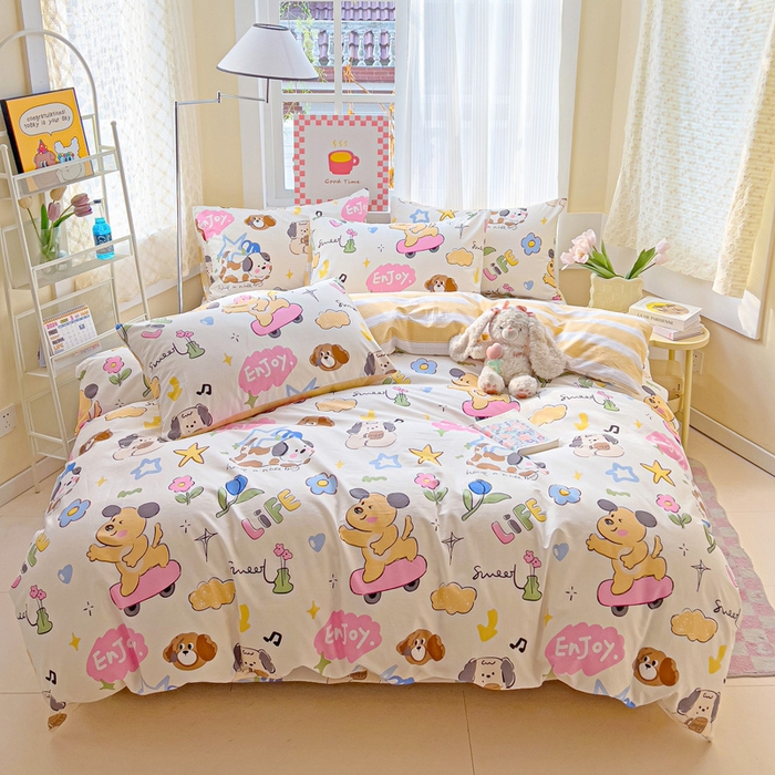 91家纺网 家纺一手货源 找家纺 棉生活家纺 2025新款ins全棉小清新系列四件套 跳动节奏