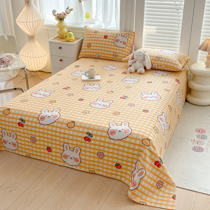 91家纺网 家纺一手货源 找家纺 米柳2025新款原棉老粗布凉席系列 樱桃兔