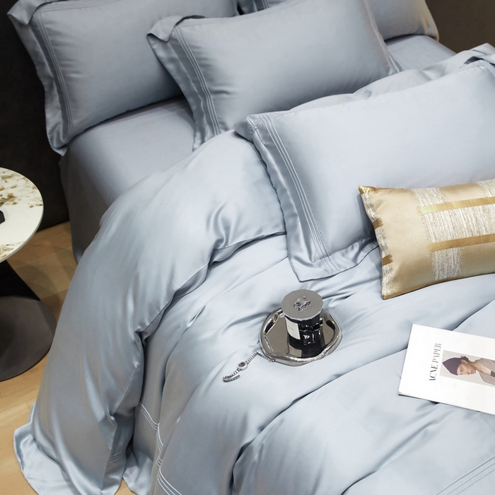 91家纺网 家纺一手货源 找家纺 金奇达2025新款茧养莱赛尔四件套-CR埋绳（标准号全网控价（折后券后）不低于258元） 摩卡蓝