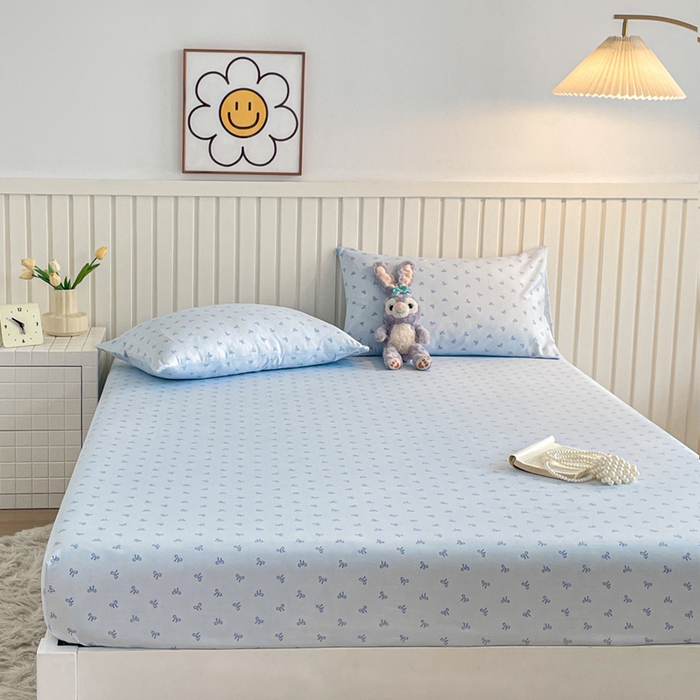 91家纺网 家纺一手货源 找家纺 芯元素 2025新款针织双层纱印花床笠 如初