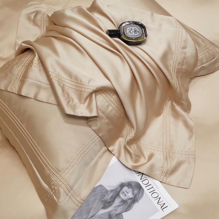 91家纺网 家纺一手货源 找家纺 金奇达2025新款茧养莱赛尔四件套-CR埋绳（标准号全网控价（折后券后）不低于258元） 象牙黄