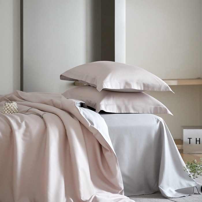 91家纺网 家纺一手货源 找家纺 金奇达2025新款【可芙】-轻氧水光天丝棉四件套（标准号全网控价（折后券后）不低于238元） 可芙-粉+灰