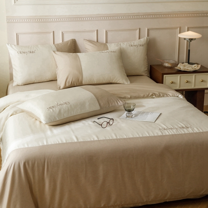 91家纺网 家纺一手货源 找家纺 金奇达2025新款【黛拉】-茧养莱赛尔四件套（标准号全网控价（折后券后）不低于228元） 黛拉-麦芽色