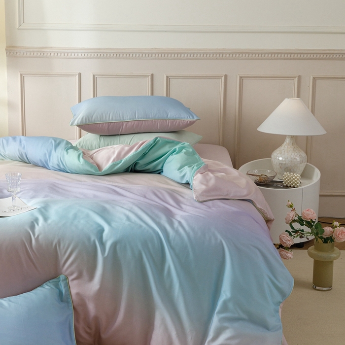 91家纺网 家纺一手货源 找家纺 金奇达2025新款【格林】-轻氧水光莱赛尔四件套（标准号全网控价（折后券后）不低于268元） 星河入梦