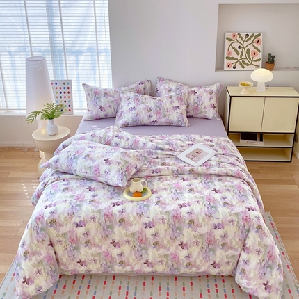 91家纺网 家纺一手货源 找家纺 （总）于果2025新款全棉双层纱四件套（第三批）