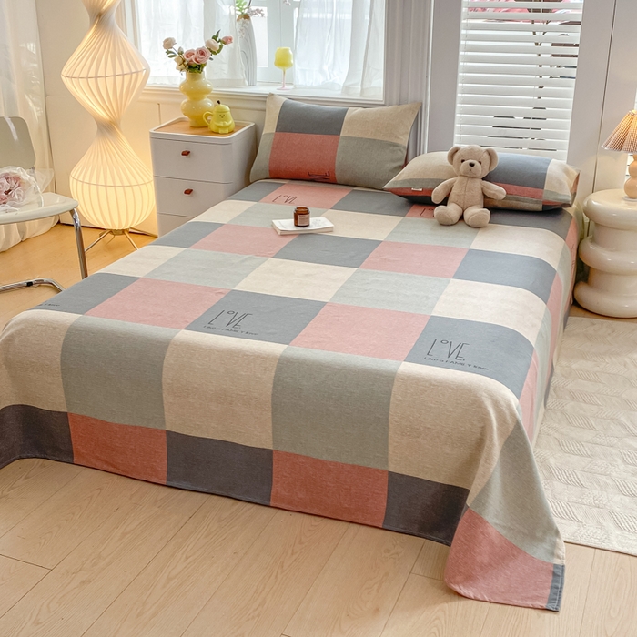 91家纺网 家纺一手货源 找家纺 米柳2025新款原棉老粗布凉席系列 色彩大格