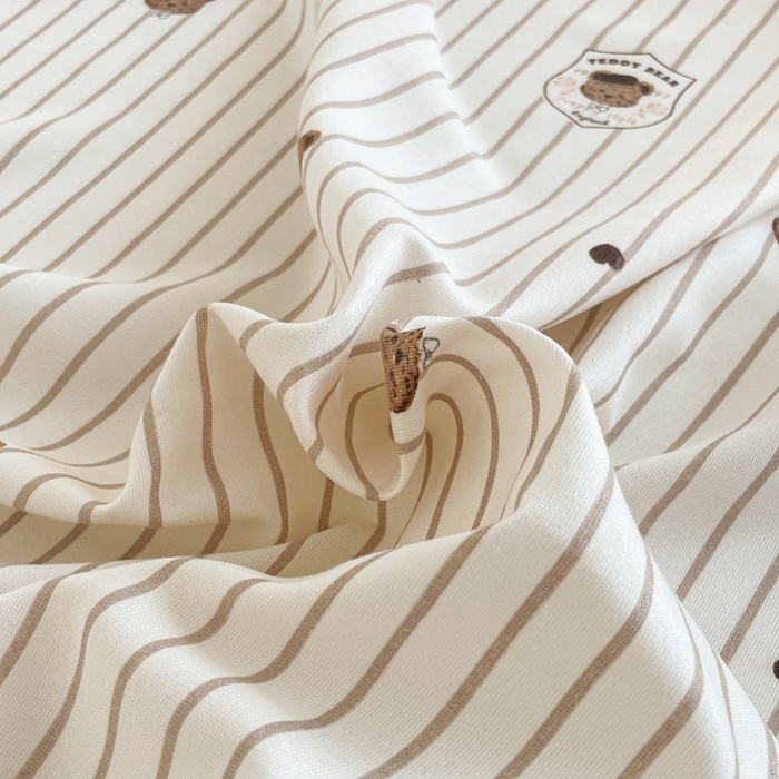 91家纺网 家纺一手货源 找家纺 芯元素 2025新款针织双层纱印花床笠 绅士小熊