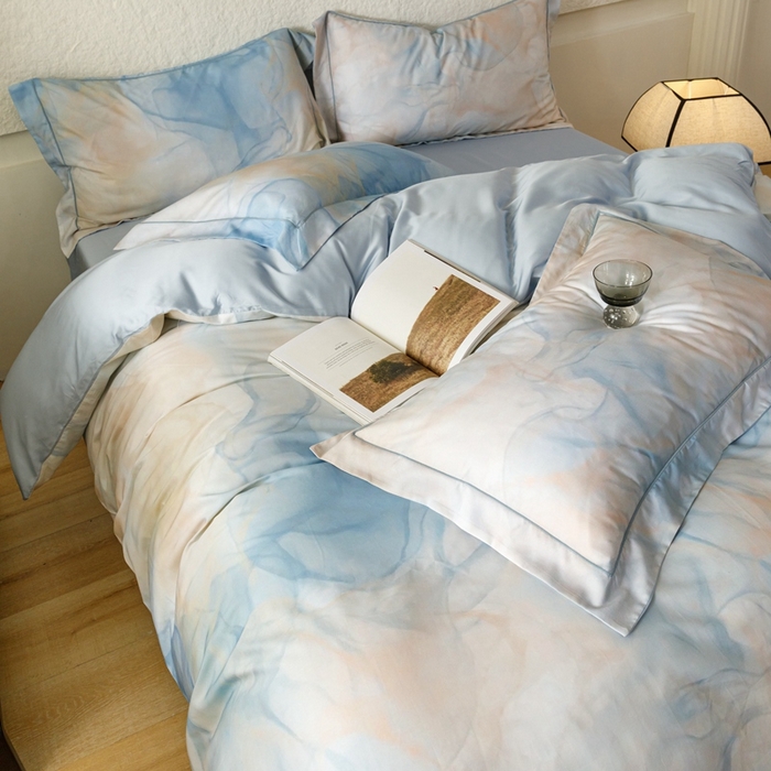 91家纺网 家纺一手货源 找家纺 金奇达2025新款【东方诗意】-轻氧水光莱赛尔（标准号全网控价（折后券后）不低于268） 曼得尔-蓝