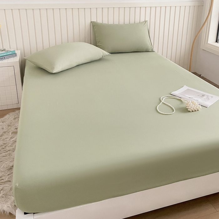 91家纺网 家纺一手货源 找家纺 芯元素 2025新款针织双层纱印花床笠 薄荷绿