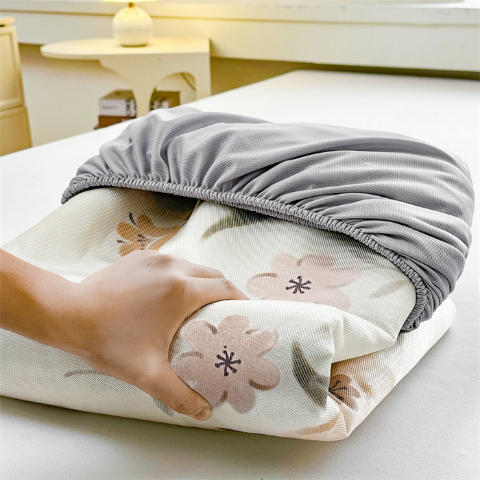 91家纺网 家纺一手货源 找家纺 雯豆家纺 2025夏季新品冰藤印花床笠三件套加厚冰丝软藤席小清新印花床罩单件 冰藤席-床笠款-花开富贵