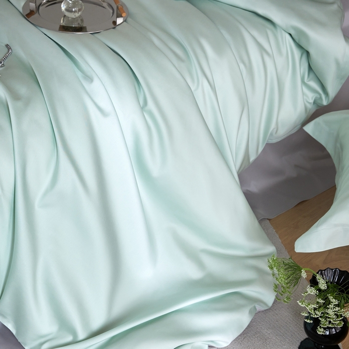 91家纺网 家纺一手货源 找家纺 金奇达2025新款【可芙】-轻氧水光天丝棉四件套（标准号全网控价（折后券后）不低于238元） 可芙-绿+灰