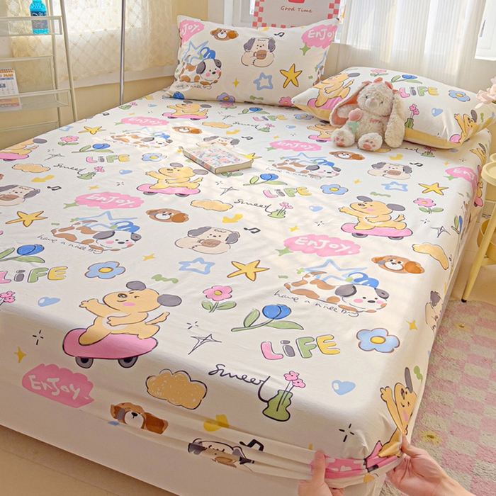 91家纺网 家纺一手货源 找家纺 棉生活家纺 2025新款ins全棉小清新系列单品床笠 跳动节奏