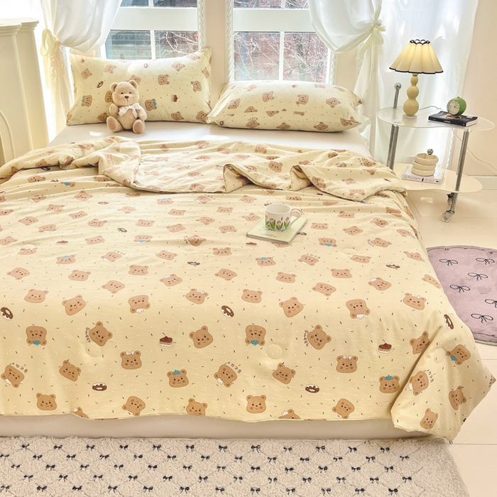 91家纺网 家纺一手货源 找家纺 星巴k家纺 2025糯糯棉A类大豆蛋白纤维夏凉被双层纱水洗棉夏被大豆被 芝士小熊