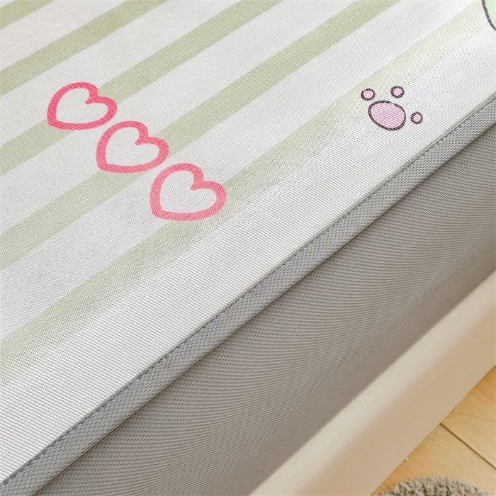 91家纺网 家纺一手货源 找家纺 雯豆家纺 2025夏季新品冰藤印花床笠三件套加厚冰丝软藤席小清新印花床罩单件 冰藤席-床笠款-阳光兔