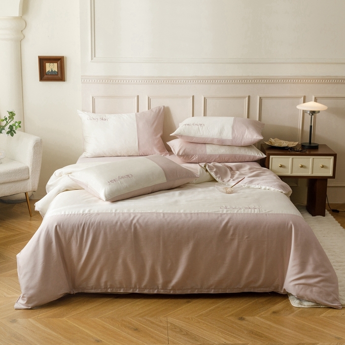 91家纺网 家纺一手货源 找家纺 金奇达2025新款【黛拉】-茧养莱赛尔四件套（标准号全网控价（折后券后）不低于228元） 黛拉-香草粉