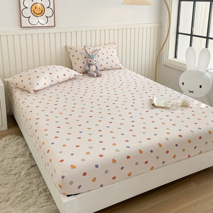 91家纺网 家纺一手货源 找家纺 芯元素 2025新款针织双层纱印花床笠 小南瓜