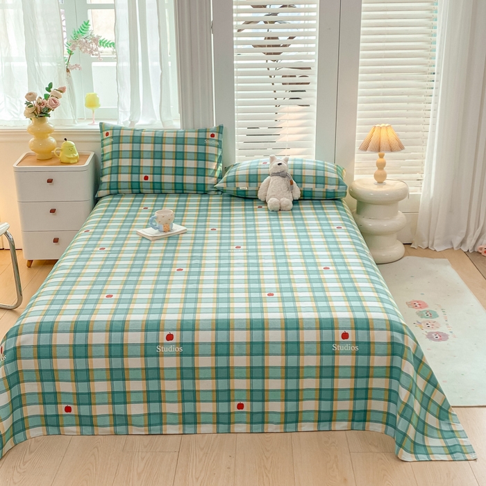 91家纺网 家纺一手货源 找家纺 米柳2025新款原棉老粗布凉席系列 绿小格