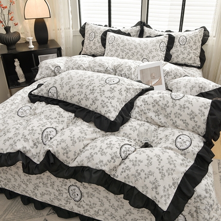 91家纺网 家纺一手货源 找家纺 （总）斯尔顿 2025新款水洗棉赫本风床盖四件套