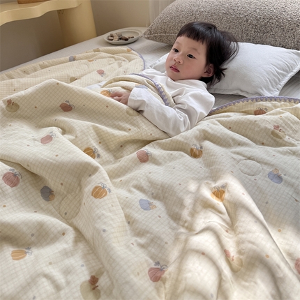 暖生活 2025新款儿童全棉双层纱夏被被子被芯 南瓜地