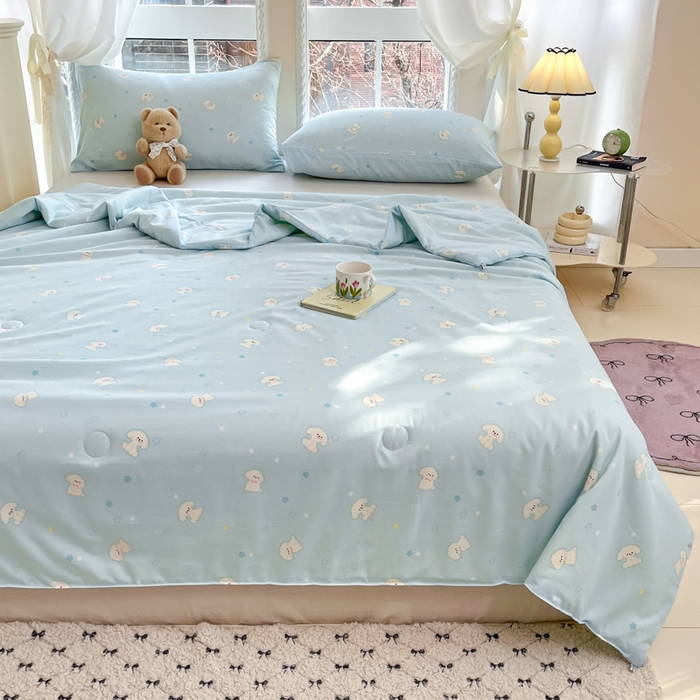 91家纺网 家纺一手货源 找家纺 星巴k家纺 2025糯糯棉A类大豆蛋白纤维夏凉被双层纱水洗棉夏被大豆被 小奶狗