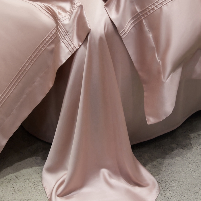 91家纺网 家纺一手货源 找家纺 金奇达2025新款茧养莱赛尔四件套-CR埋绳（标准号全网控价（折后券后）不低于258元） 蜜桃粉