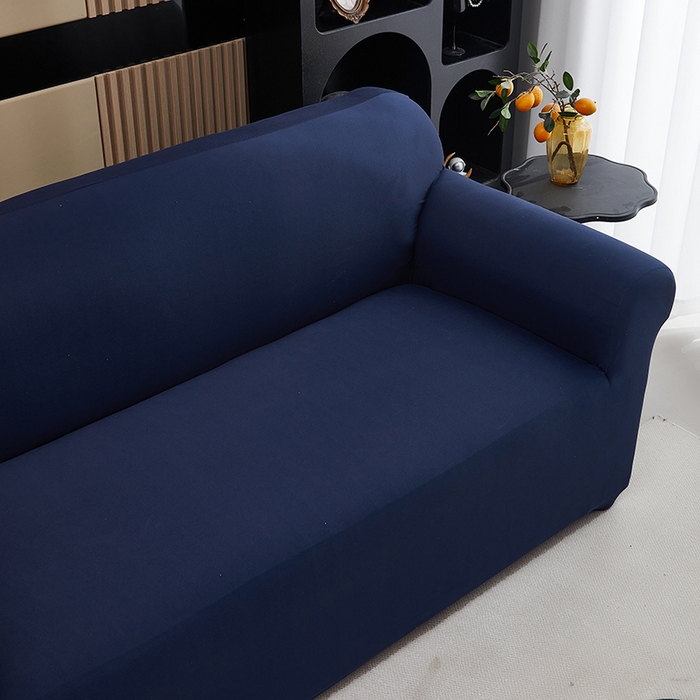91家纺网 家纺一手货源 找家纺 共鸣沙发套 新款牛奶丝覆膜防水纯色系列沙发套 藏蓝色
