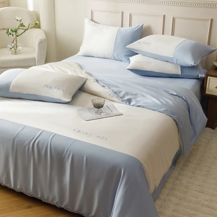 91家纺网 家纺一手货源 找家纺 金奇达2025新款【黛拉】-茧养莱赛尔四件套（标准号全网控价（折后券后）不低于228元） 黛拉-海风蓝