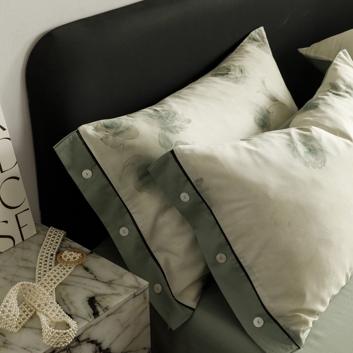 91家纺网 家纺一手货源 找家纺 金奇达2025新款【浮光半夏】-茧养莱赛尔四件套（标准号全网控价（折后券后）不低于258元） 满庭芳-松绿