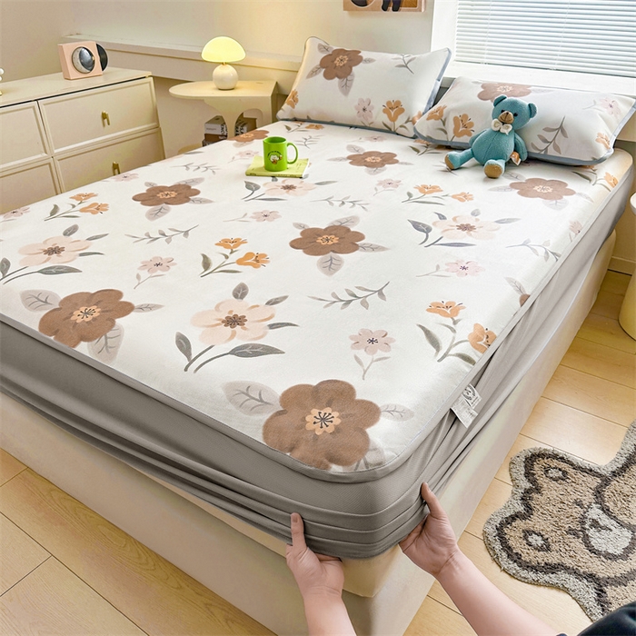 91家纺网 家纺一手货源 找家纺 雯豆家纺 2025夏季新品冰藤印花床笠三件套加厚冰丝软藤席小清新印花床罩单件 冰藤席-床笠款-花开富贵