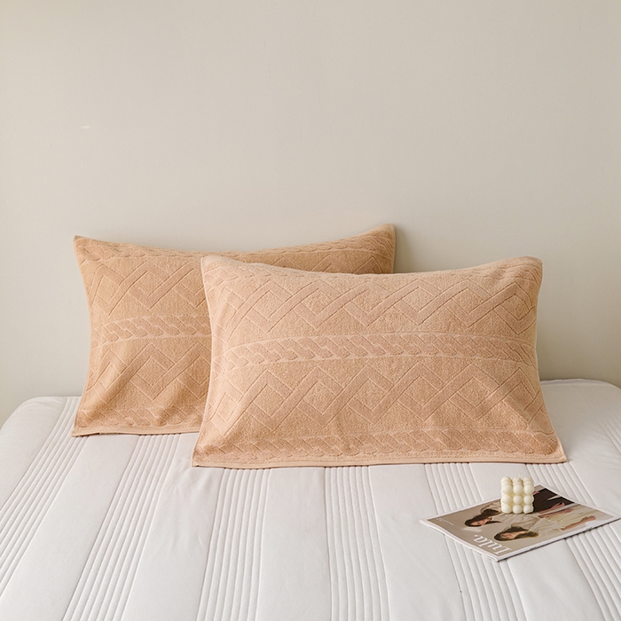 91家纺网 家纺一手货源 找家纺 悦然毛巾被 2025新款全棉老式枕巾毛圈款 旧时光咖啡一只