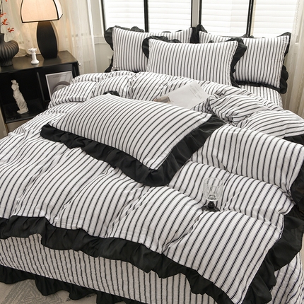 91家纺网 家纺一手货源 找家纺 （总）斯尔顿 2025新款水洗棉赫本风床盖四件套