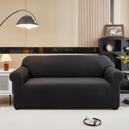 91家纺网 家纺一手货源 找家纺 共鸣沙发套 新款牛奶丝覆膜防水纯色系列沙发套 黑色