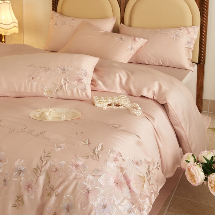 91家纺网 家纺一手货源 找家纺 爱缦 新款60支莱赛尔四件套-至真系列 玉粉