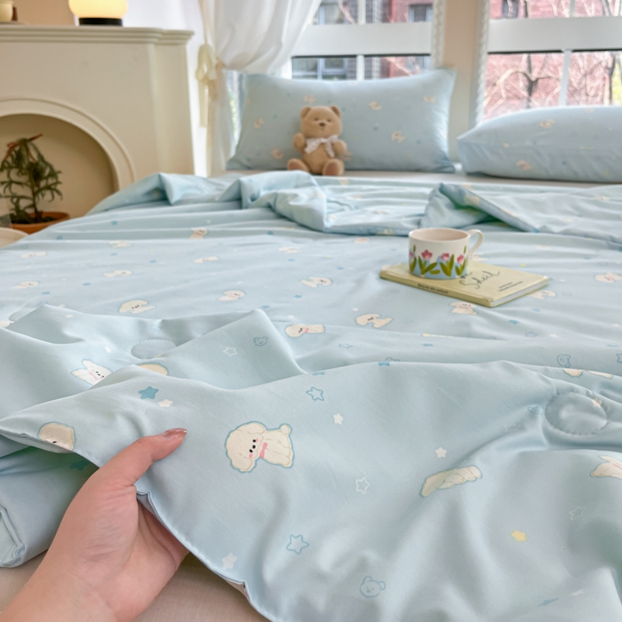 91家纺网 家纺一手货源 找家纺 星巴k家纺 2025糯糯棉A类大豆蛋白纤维夏凉被双层纱水洗棉夏被大豆被 小奶狗