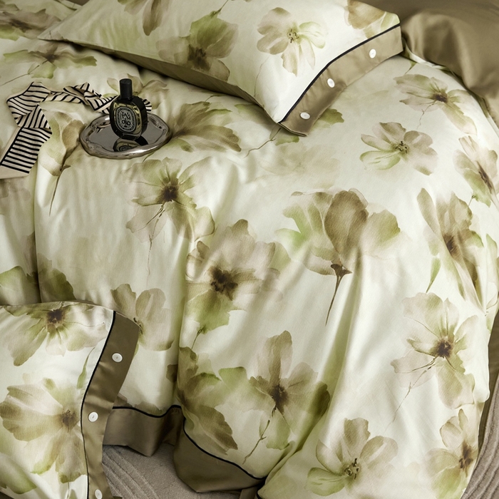 91家纺网 家纺一手货源 找家纺 金奇达2025新款【浮光花漾】-茧养莱赛尔四件套（标准号全网控价（折后券后）不低于258元） 南栀-古绿