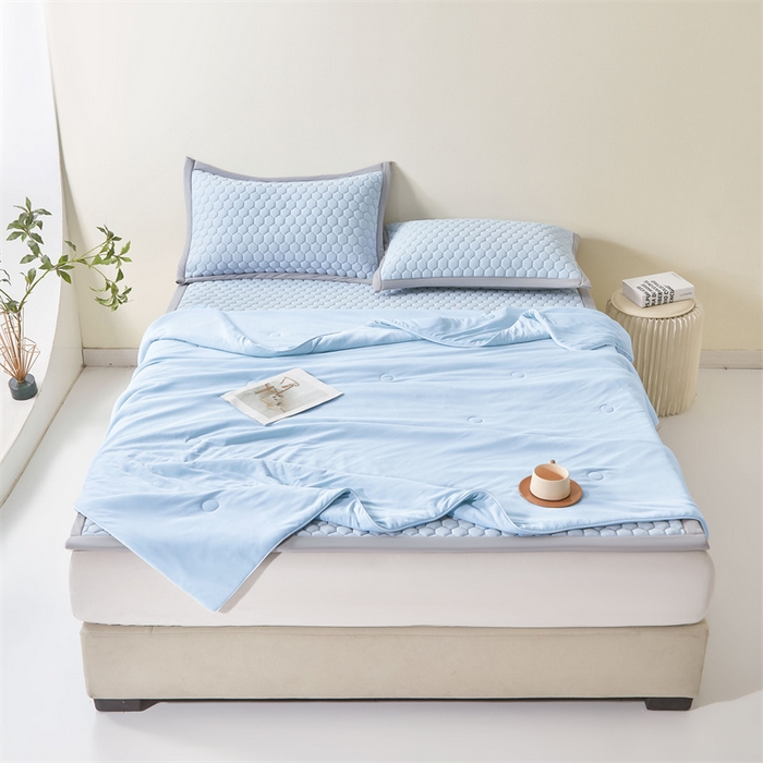 91家纺网 家纺一手货源 找家纺 （总）雯豆家纺 2025夏季新品100%锦纶纯色凉感夏被空调被7A抗菌薄被子可机洗被芯