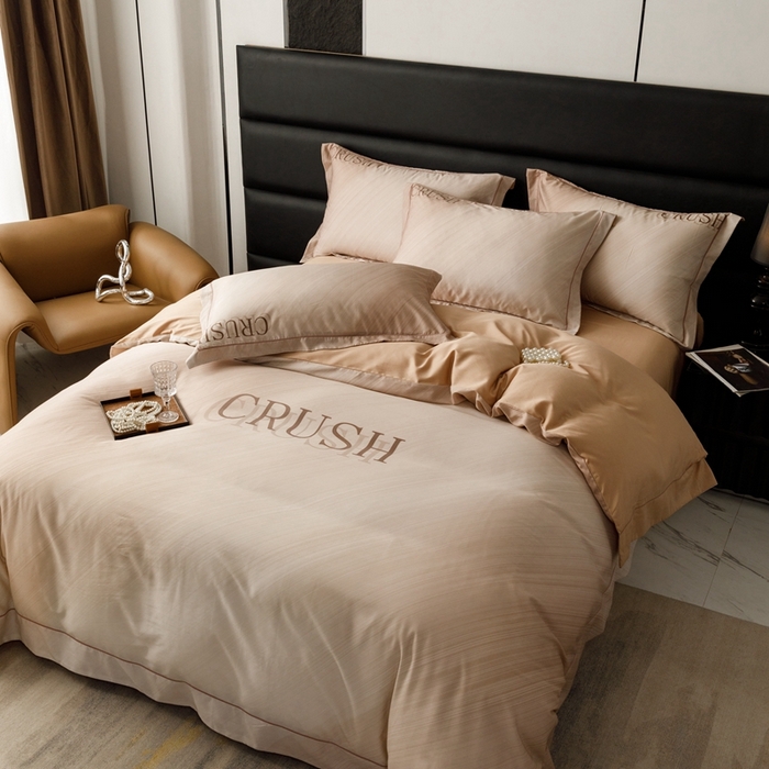 91家纺网 家纺一手货源 找家纺 金奇达2025新款【露娜】-轻氧水光天丝棉四件套（标准号全网控价（折后券后）不低于298元） 露娜-咖茶色