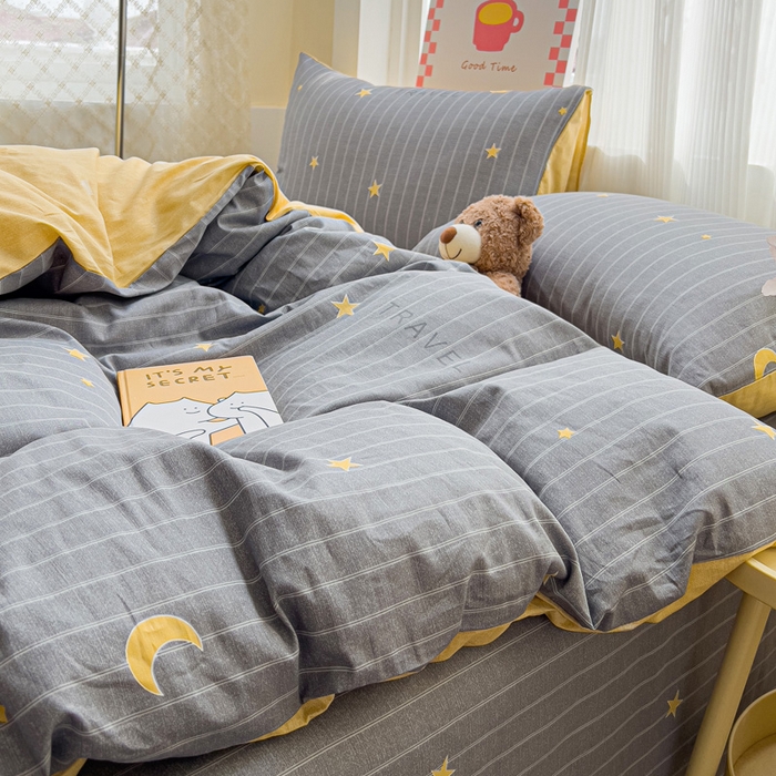 91家纺网 家纺一手货源 找家纺 棉生活家纺 2025新款ins全棉小清新系列四件套 星星月亮