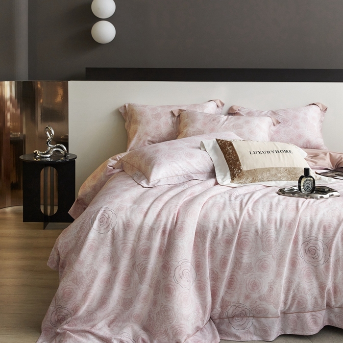 91家纺网 家纺一手货源 找家纺 金奇达2025新款【 巴赫之音】-茧养莱赛尔四件套（标准号全网控价（折后券后）不低于258元） 卡洛琳-藕粉