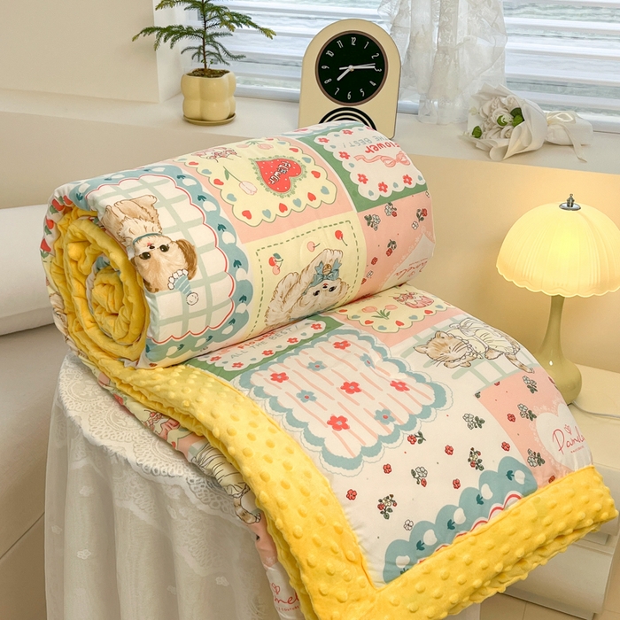 91家纺网 家纺一手货源 找家纺 爱宝被业 2025新款豆豆夏被 猫狗之家