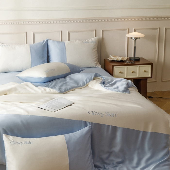 91家纺网 家纺一手货源 找家纺 金奇达2025新款【黛拉】-茧养莱赛尔四件套（标准号全网控价（折后券后）不低于228元） 黛拉-海风蓝