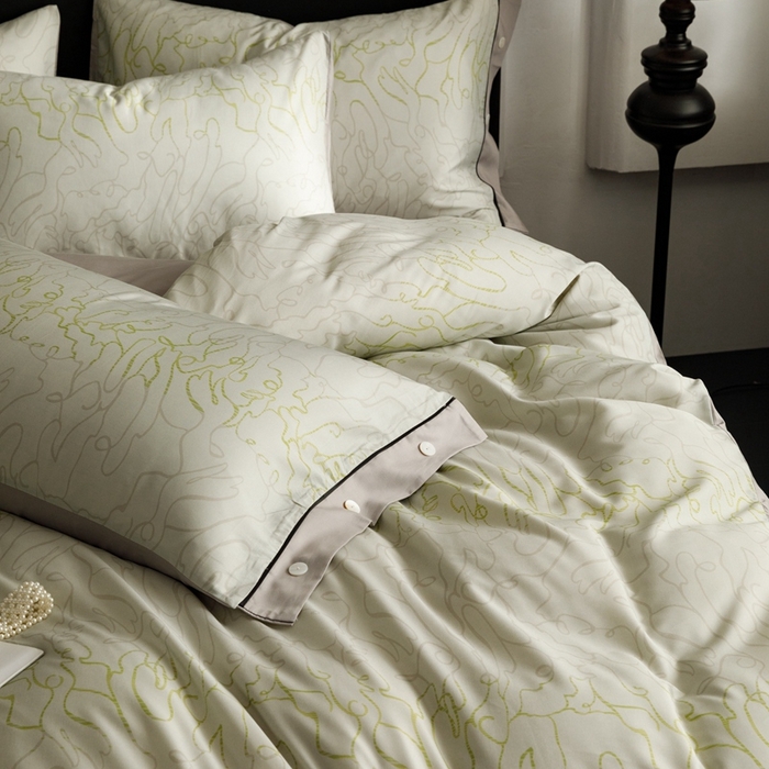 91家纺网 家纺一手货源 找家纺 金奇达2025新款【浮光半夏】-茧养莱赛尔四件套（标准号全网控价（折后券后）不低于258元） 安然绿