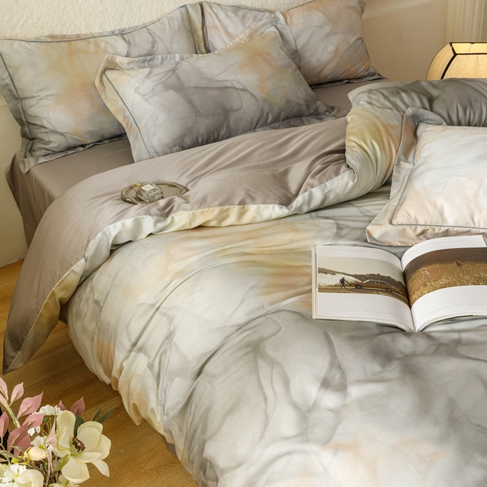 91家纺网 家纺一手货源 找家纺 金奇达2025新款【东方诗意】-轻氧水光莱赛尔（标准号全网控价（折后券后）不低于268） 曼得尔-灰