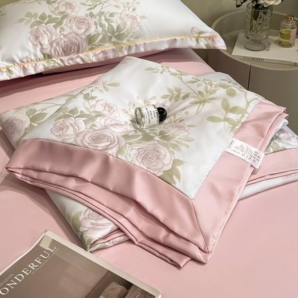 佳品居 2025新款直播水洗天丝夏被冰丝夏凉被空调被四件套 悦色粉