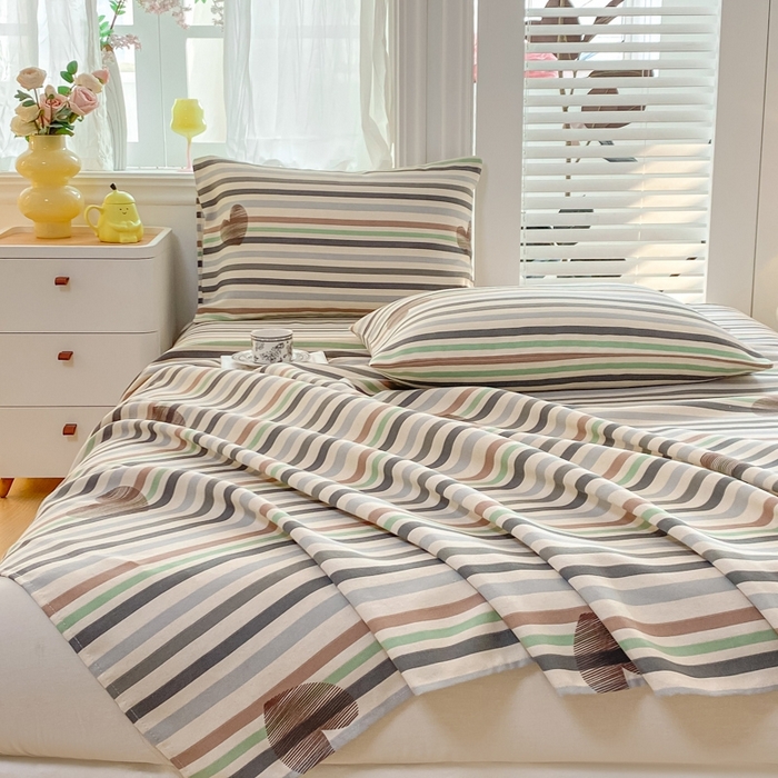 91家纺网 家纺一手货源 找家纺 米柳2025新款原棉老粗布凉席系列 心想乐园