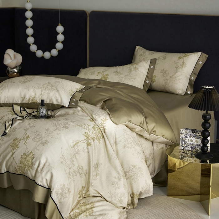 91家纺网 家纺一手货源 找家纺 金奇达2025新款【浮光花漾】-茧养莱赛尔四件套（标准号全网控价（折后券后）不低于258元） 林下风致-绿